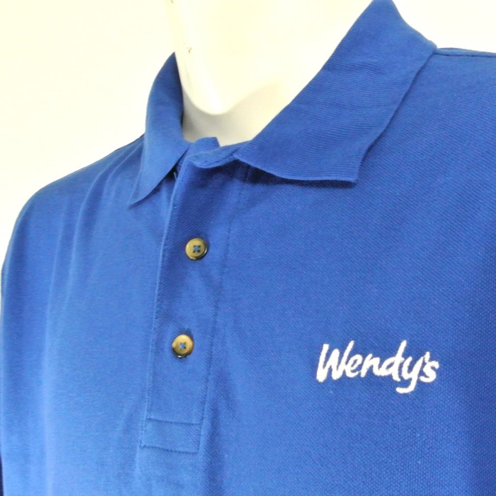 WENDY'S Hamburgers Employee Uniform Polo Shirt Blue NEW Size L Large